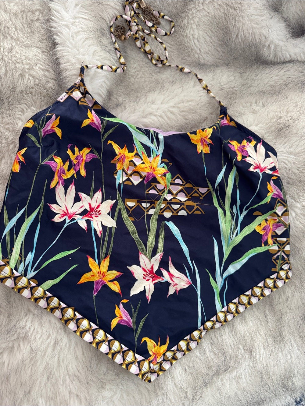Trina Turk Navy Floral Halter Bandana Top 6